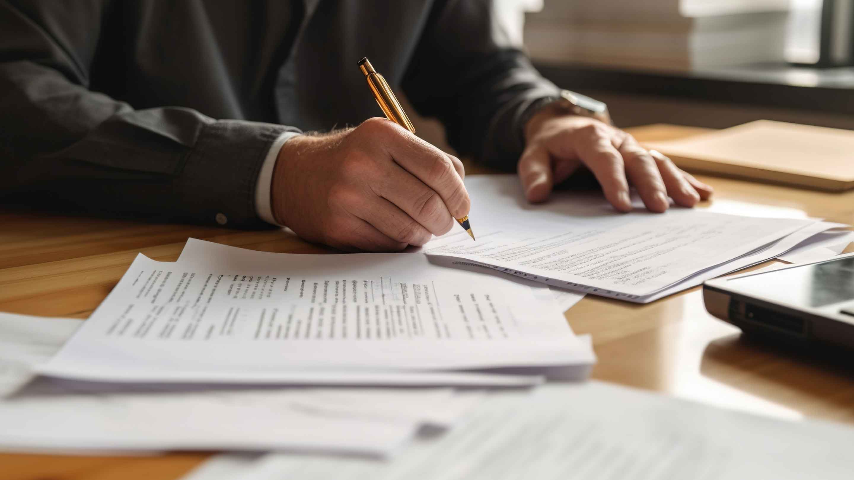 Juristisches Papier wird unterzeichnet