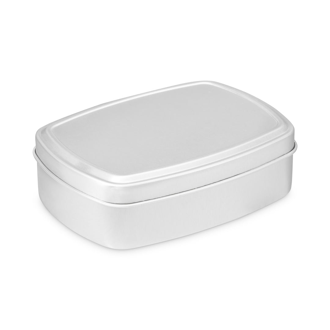 Rechteckige Aluminiumdose in Silber