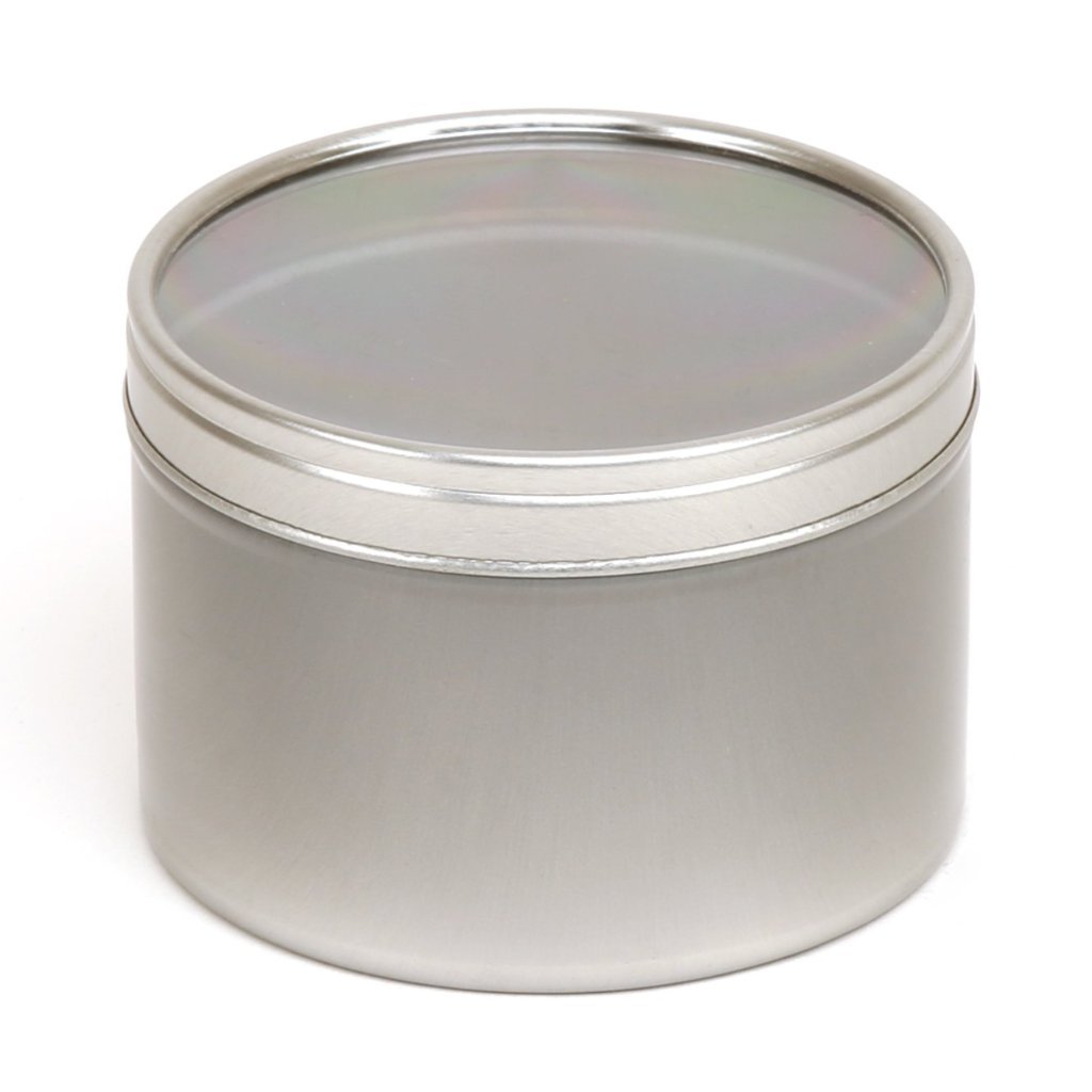 Runde nahtlose Stülpdeckeldosen in Silber mit Fenster