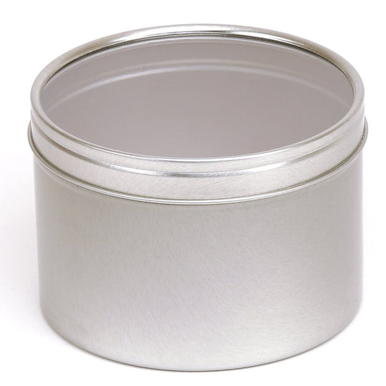 Runde nahtlose Stülpdeckeldosen in Silber mit Fenster