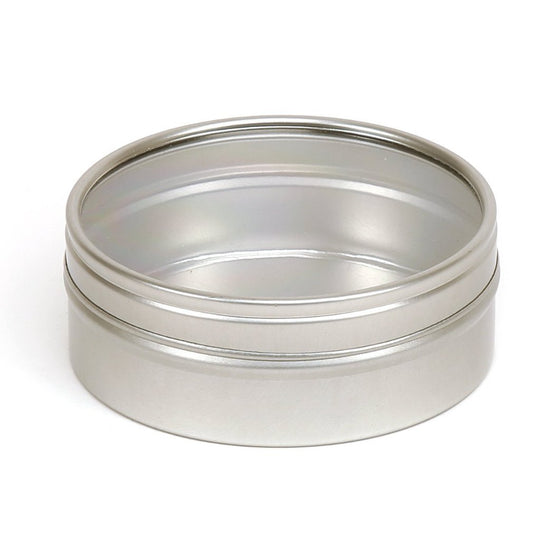 Runde nahtlose Stülpdeckeldosen in Silber mit Fenster