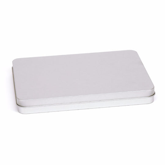 Rechteckige Schreibwarendosen in Silber mit Scharnierdeckel