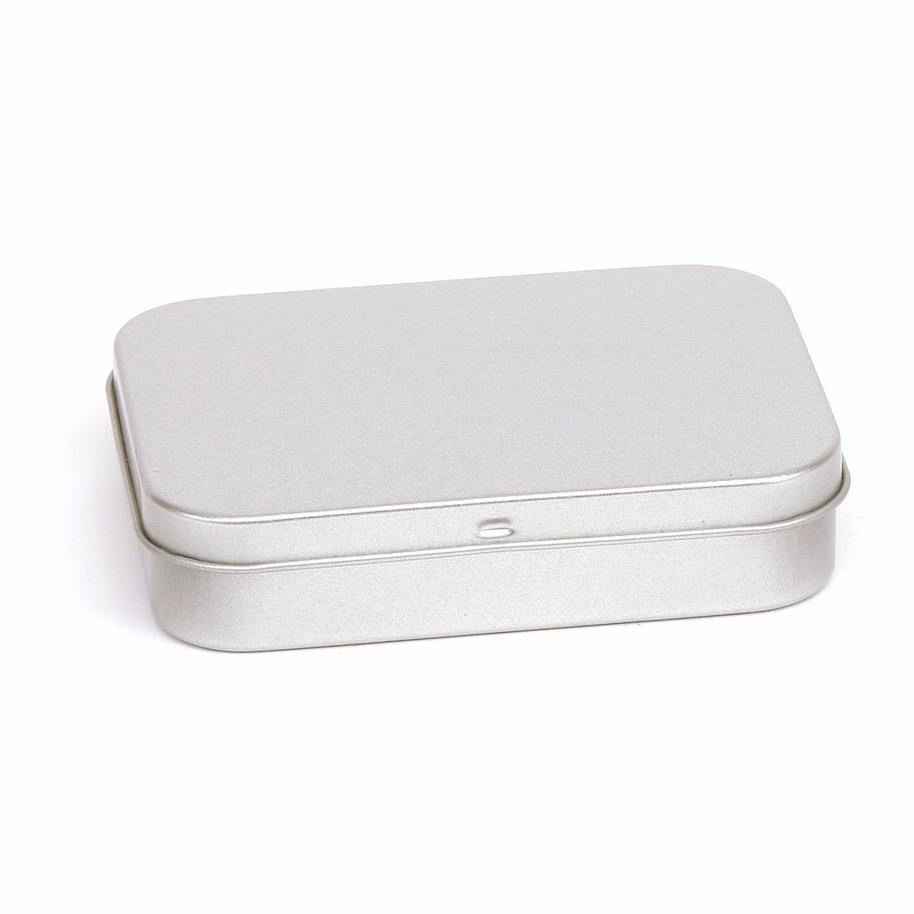 Rechteckige Schreibwarendosen in Silber mit Scharnierdeckel