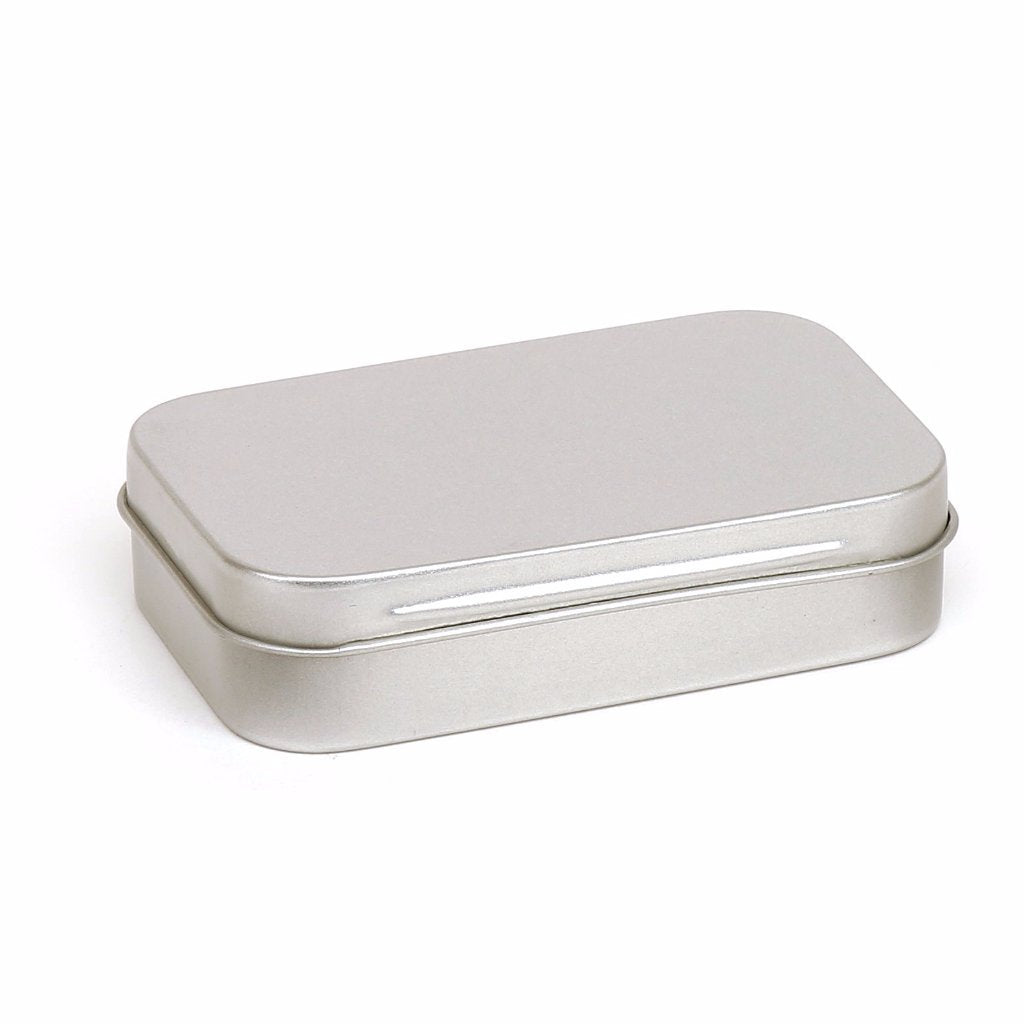 Rechteckige Schreibwarendosen in Silber mit Scharnierdeckel
