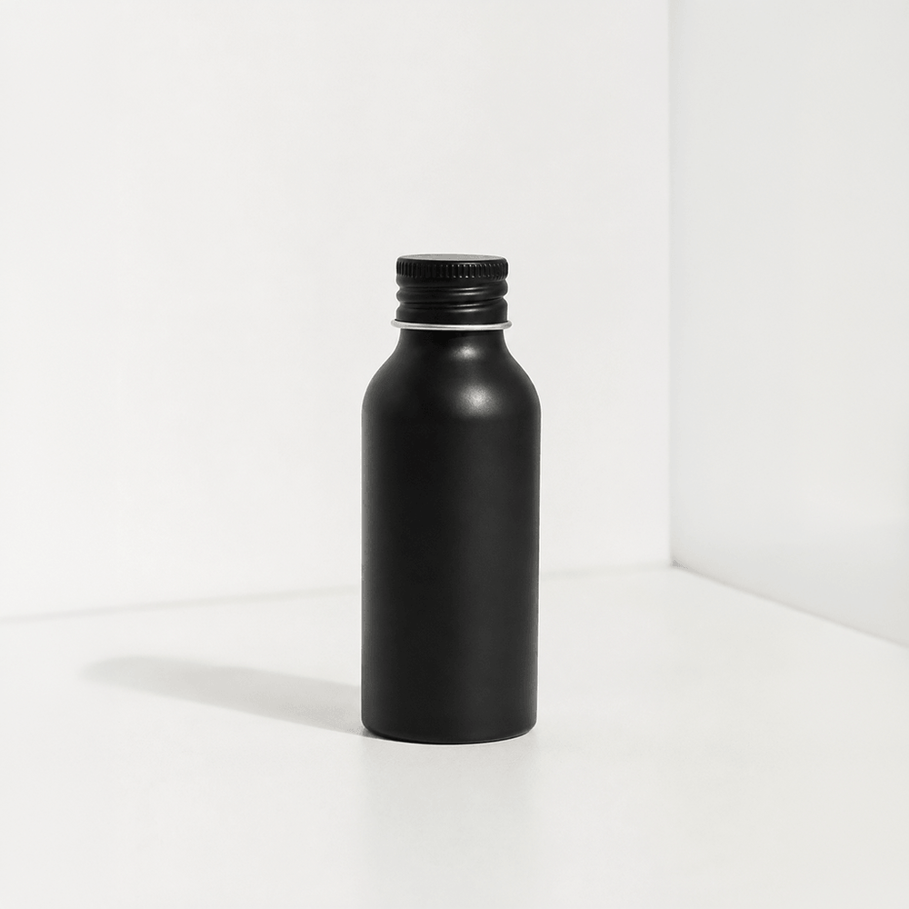 Schwarz glänzende Aluminiumflaschen | Exklusives Finish