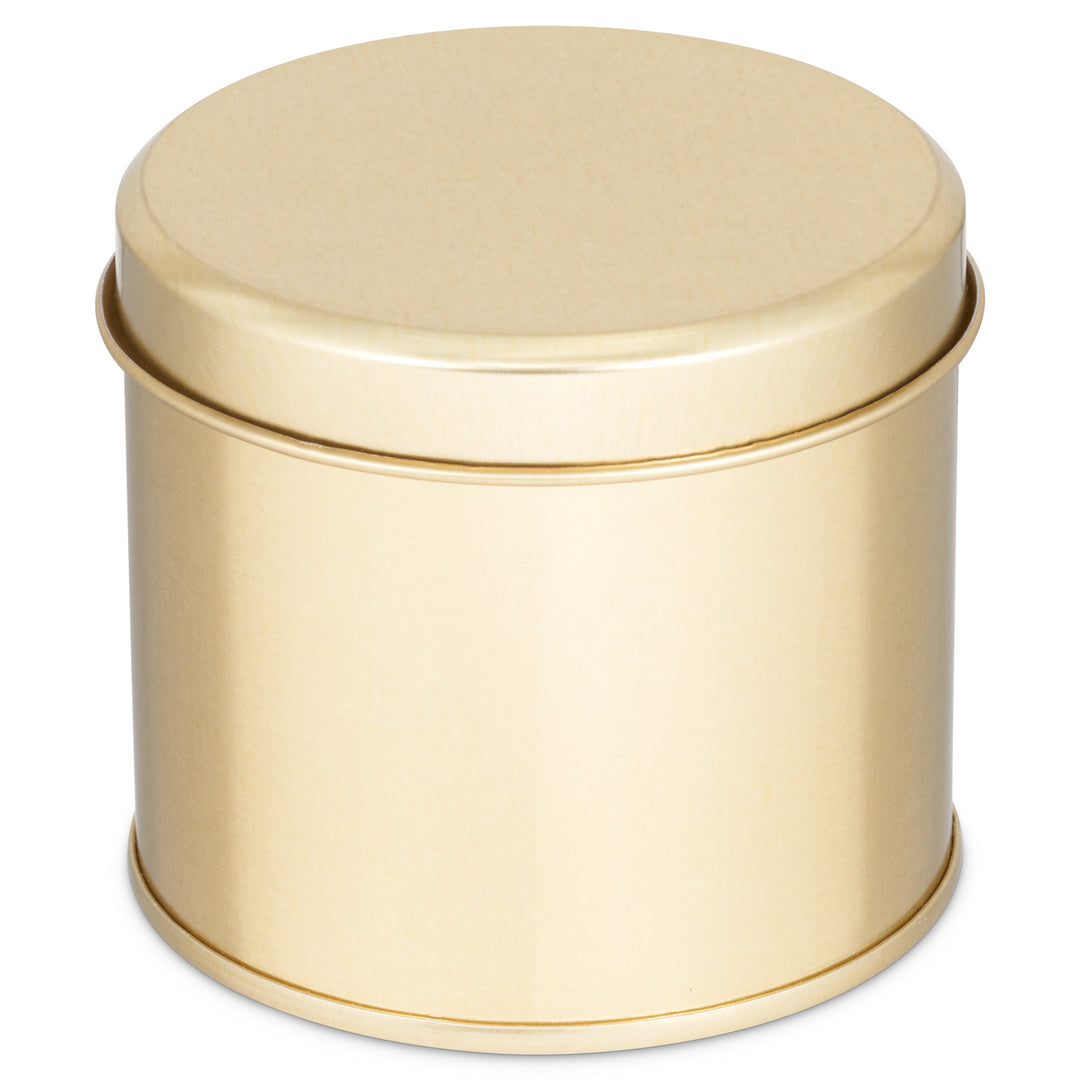 Schlanke, runde Metallblechverpackung mit verschweißter Seitennaht, erhältlich in Gold oder Silber