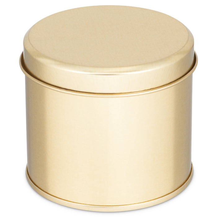 Hohe, runde Blechverpackung aus Metall mit verschweißter Seitennaht, erhältlich in Gold oder Silber
