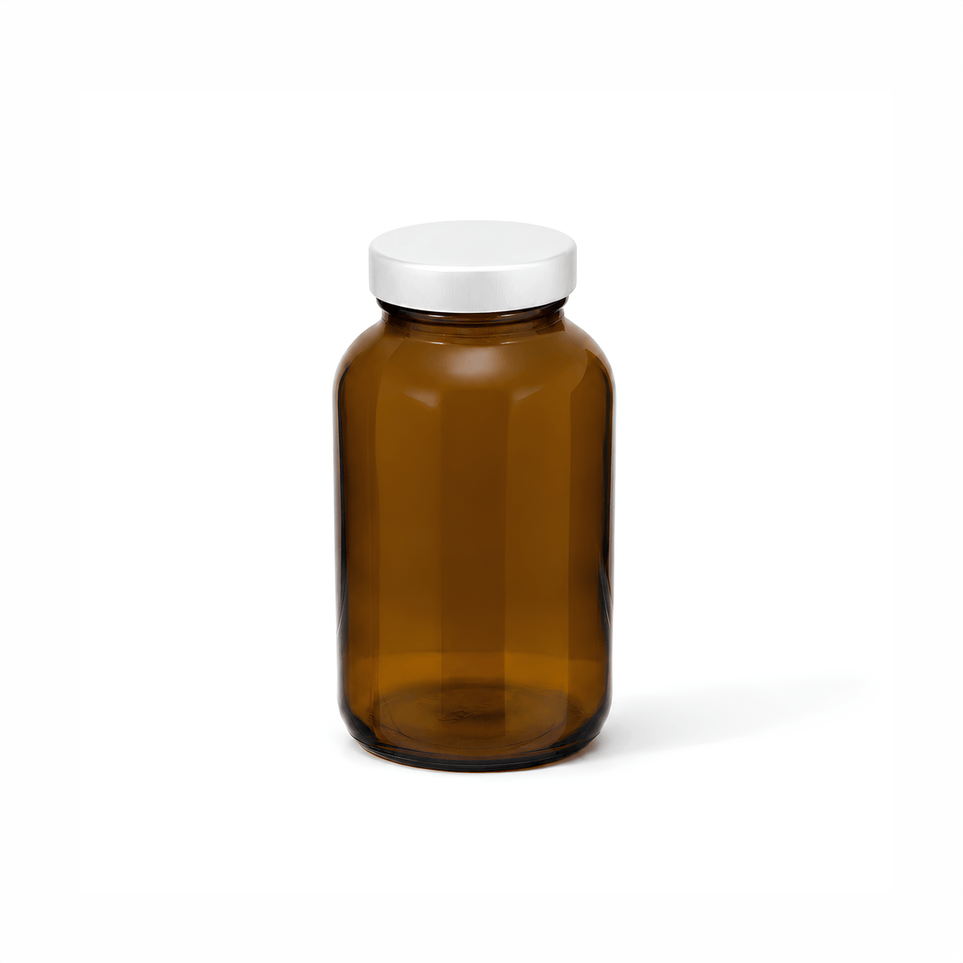 Amber Glass Supplement Packer Jars With Aluminium Lids - Tinware Direct