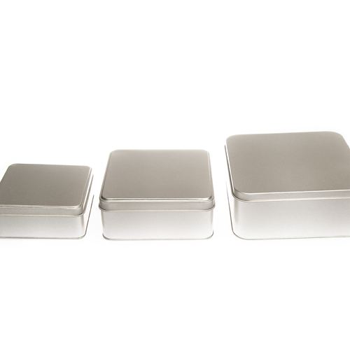 Metalldose quadratisch Silber (3 Größen) Vorratsdose
