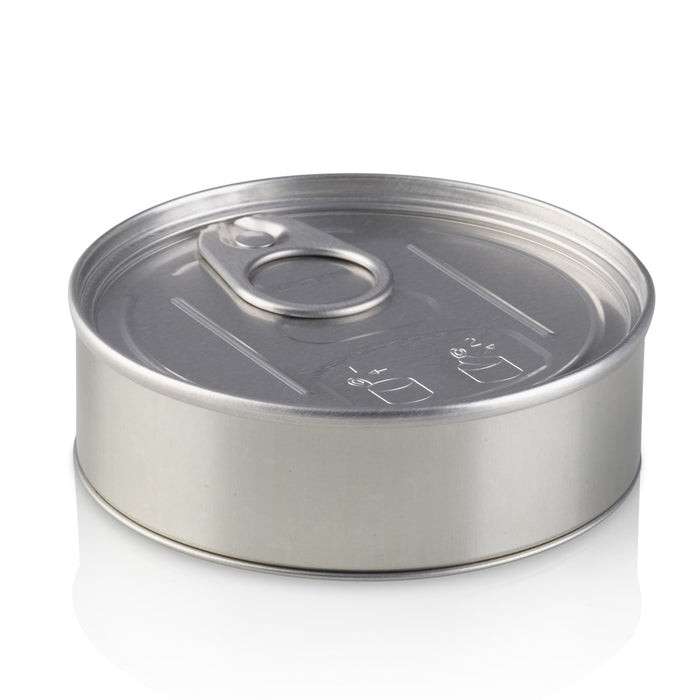 Kleine runde Pressitin in Silber – Dosenkörper und -boden